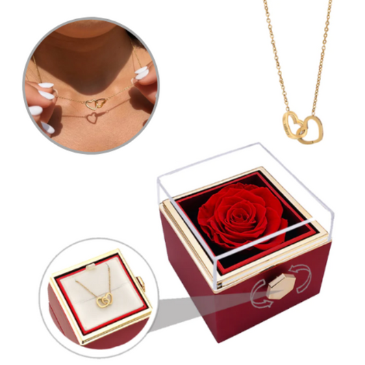 Eeuwige Rose Box - W/gegraveerde ketting