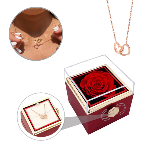 Eeuwige Rose Box - W/gegraveerde ketting