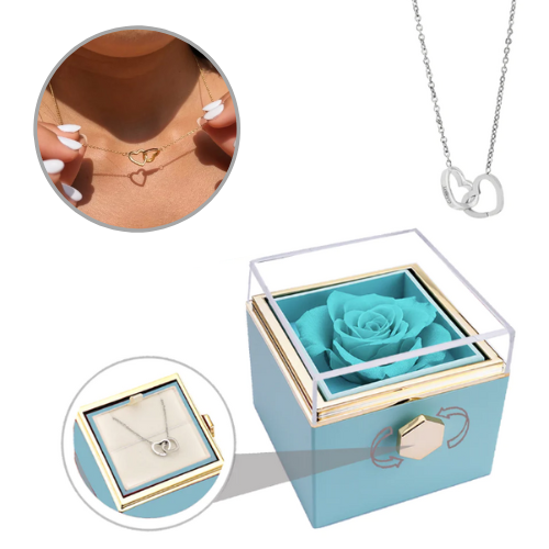 Eeuwige Rose Box - W/gegraveerde ketting