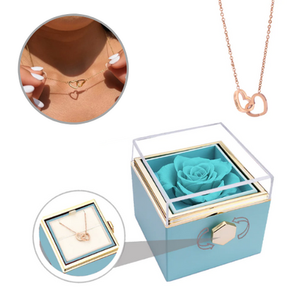 Eeuwige Rose Box - W/gegraveerde ketting