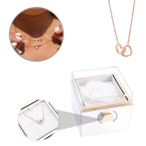 Eeuwige Rose Box - W/gegraveerde ketting