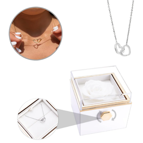 Eeuwige Rose Box - W/gegraveerde ketting